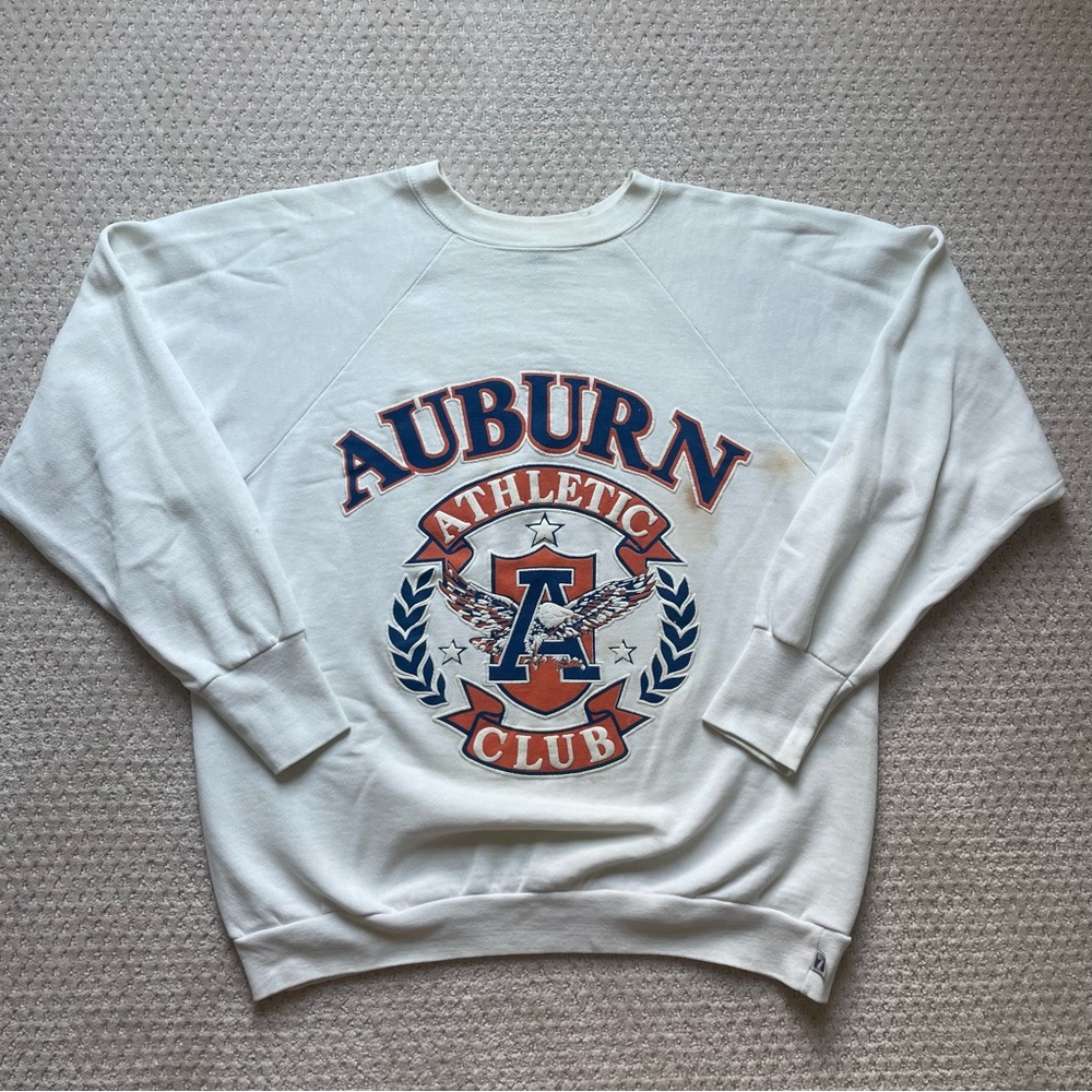 Vintage 80s Auburn Tigers Puff Print Sweatshirt Graphic Logo 7 USA Made Size L